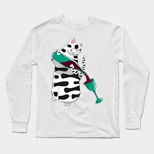 CatWine - Black and White Long Sleeve T-Shirt